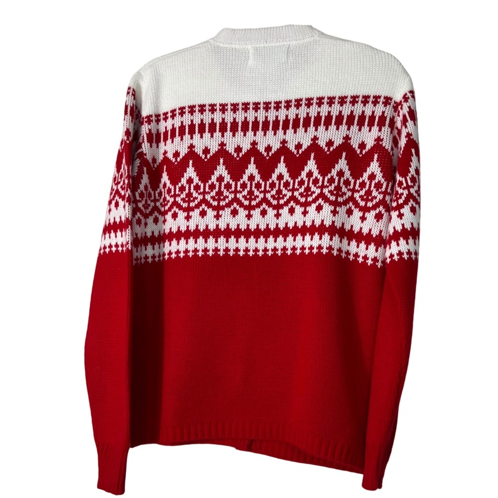 Vintage Christmas Red‎ Jersild Cardigan Women Metal Buttons 80s Sweater M - Picture 2 of 9